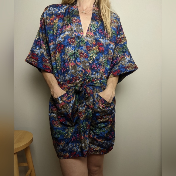 Vintage Kimono | Robe Cover-up | Blue | Size Large - Picture 7 of 9